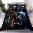 Red And Blue Dragon & Wolf Bedding Set Am092029S