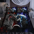Red And Blue Dragon & Wolf Bedding Set Am092029S