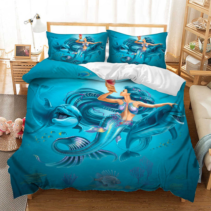 Mermaid And Dolphin Bedding Aaa060707Ta