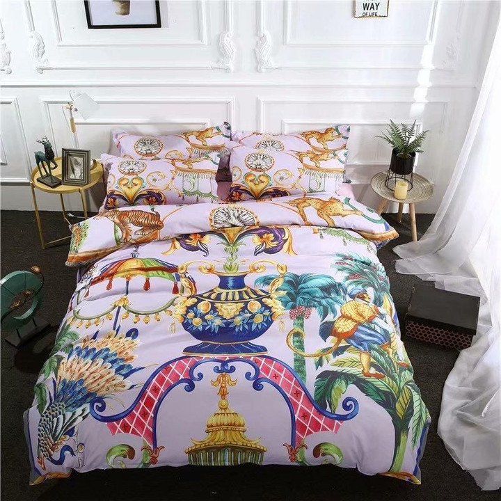 Luxury Tiger And Peacock Bedding Set All Over Prints