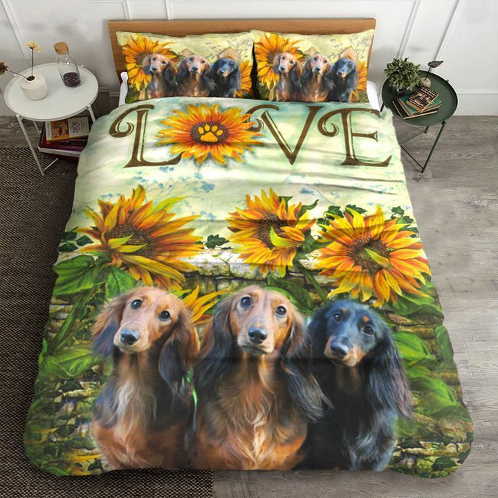 Dachshund And Sunflower Bedding Set All Over Prints