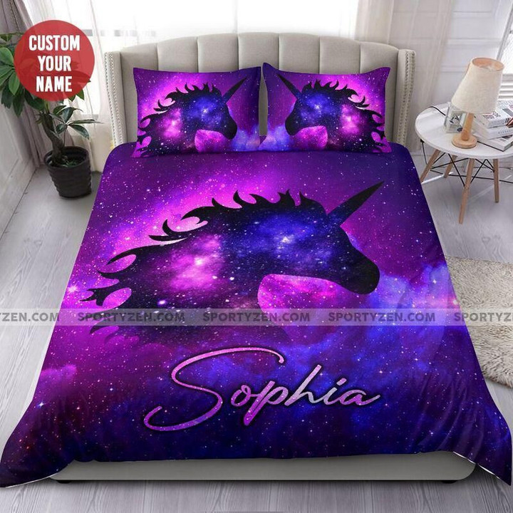 Galaxy Unicorn Personalized Custom Name Duvet Cover Bedding