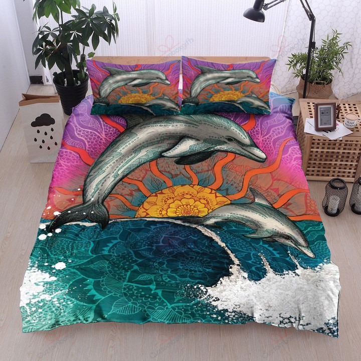 Mandala Dolphin Printed Bedding Set Bedroom Decor