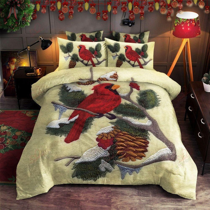 Red Cardinal Bird 3D Bedding Set Bedroom Decor