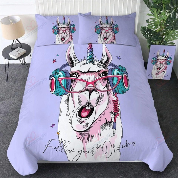 Llama Follow Your Dreams Printed Bedding Set Bedroom Decor
