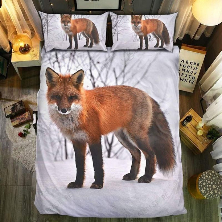 Fox First Snow Printed Bedding Set Bedroom Decor