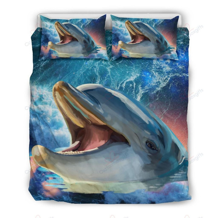 Smile Dolphin Art Printed Bedding Set Bedroom Decor