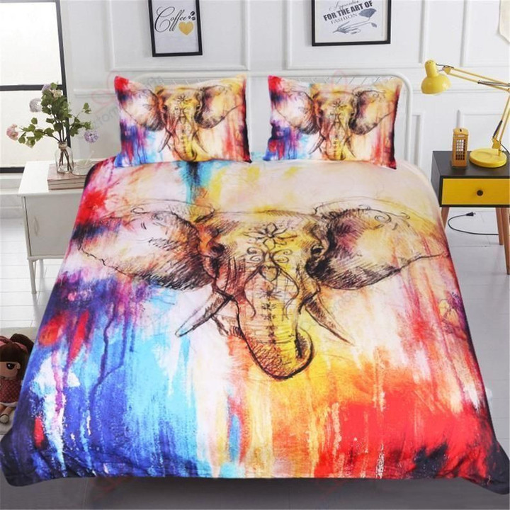Watercolor Elephant Printed Bedding Set Bedroom Decor