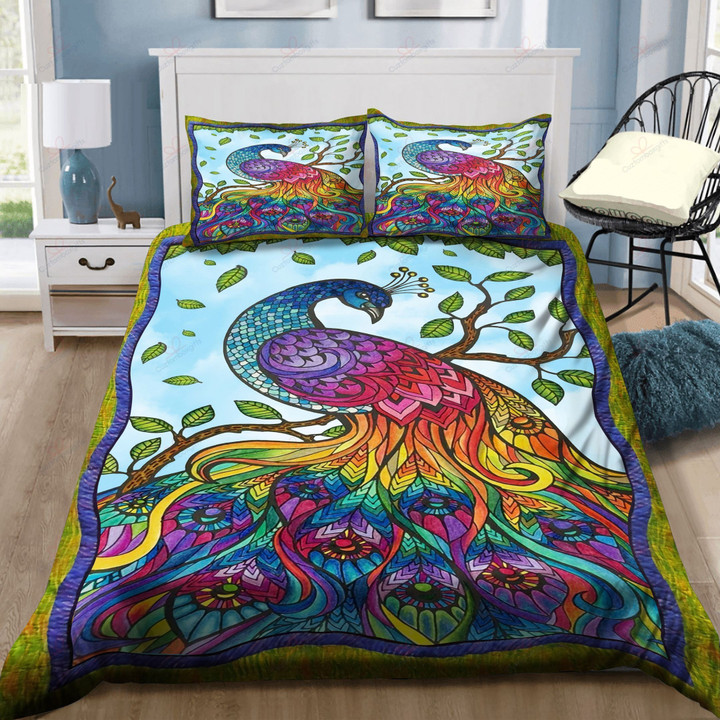 Colorful Peacock Art Printed Bedding Set Bedroom Decor