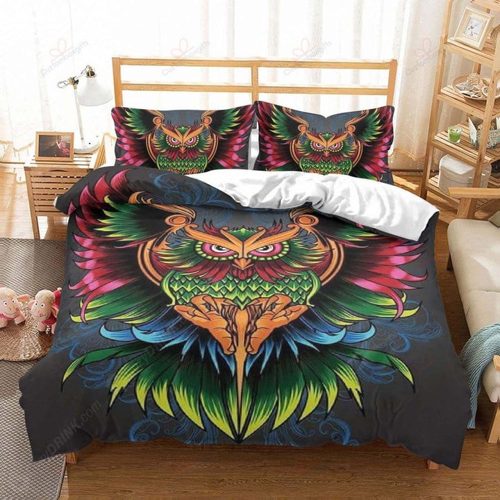 Owl Pattern Printed Bedding Set Bedroom Decor