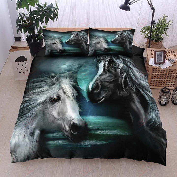 Arabian Moon Horse Couple Printed Bedding Set Bedroom Decor