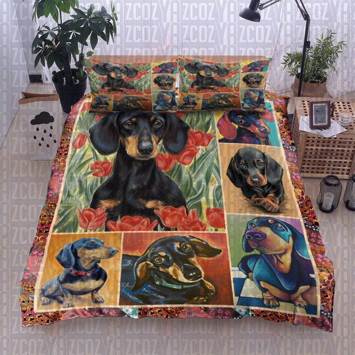 Dachshund Dog Photo Image Printed Bedding Set Bedroom Decor
