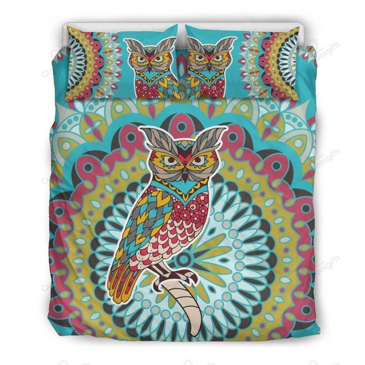 Owl Colorful Vintage Printed Bedding Set Bedroom Decor