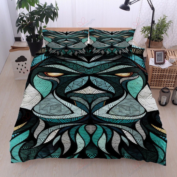 Textured Lion Printed Bedding Set Bedroom Decor