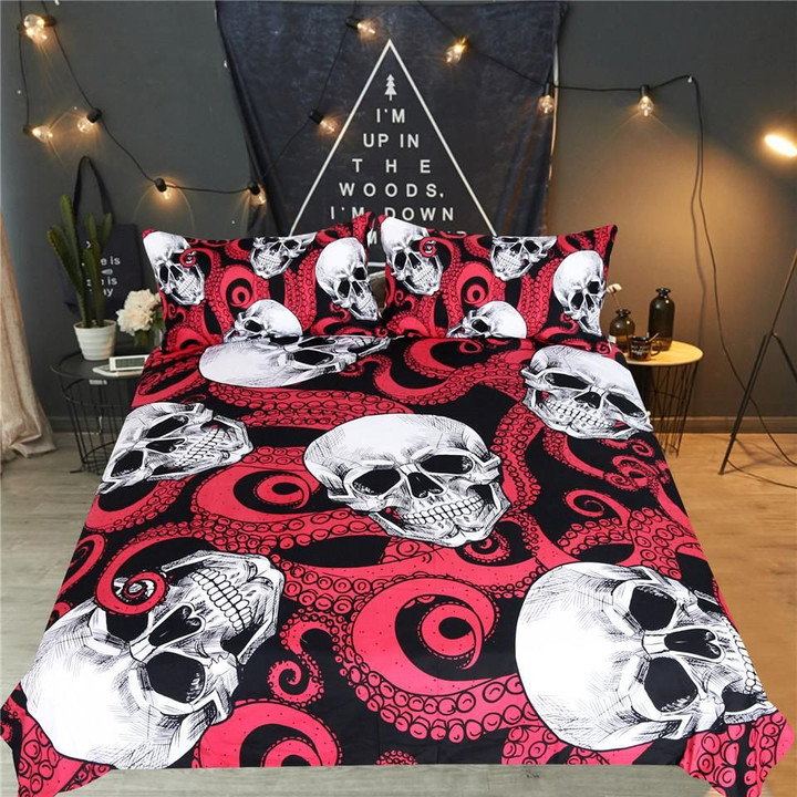Octopus And Skull Bedding Set Red Dhc1501341Vt