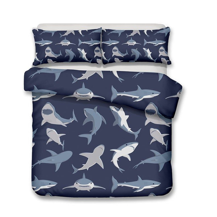 Blue Gray Shark Clm2309027B Bedding Sets