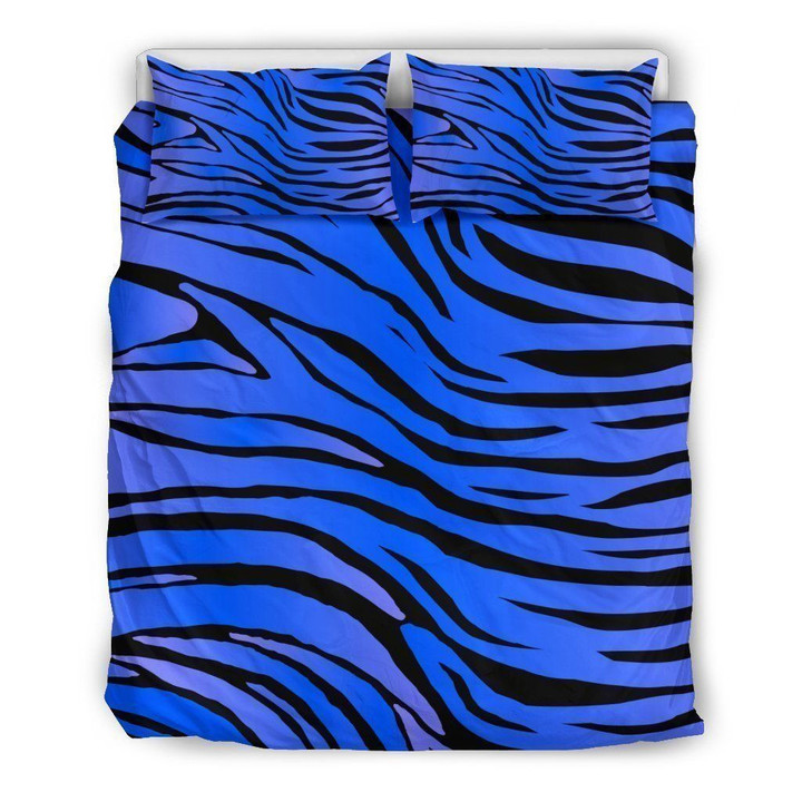 Black Blue Zebra Bedding Set 