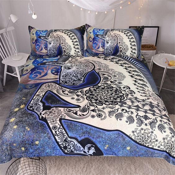Moon Home Horse Blue Paisley Bedding Set All Over Prints