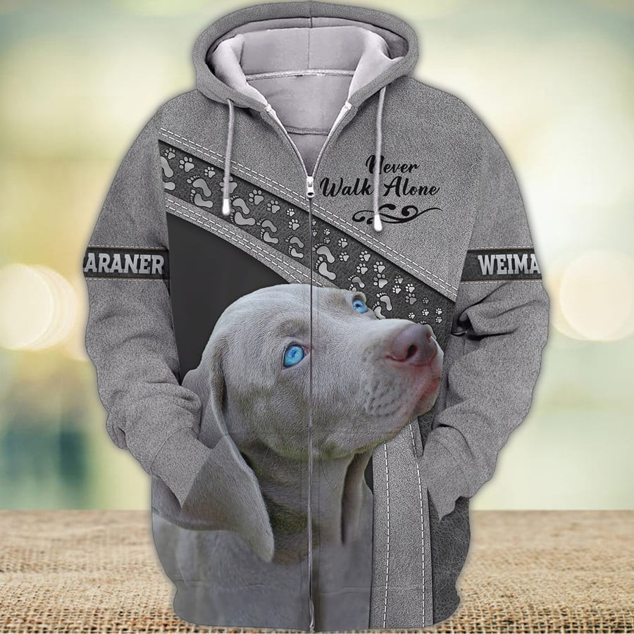 Weimaraner Never Walk Alone All Over Printed Unisex Shirt