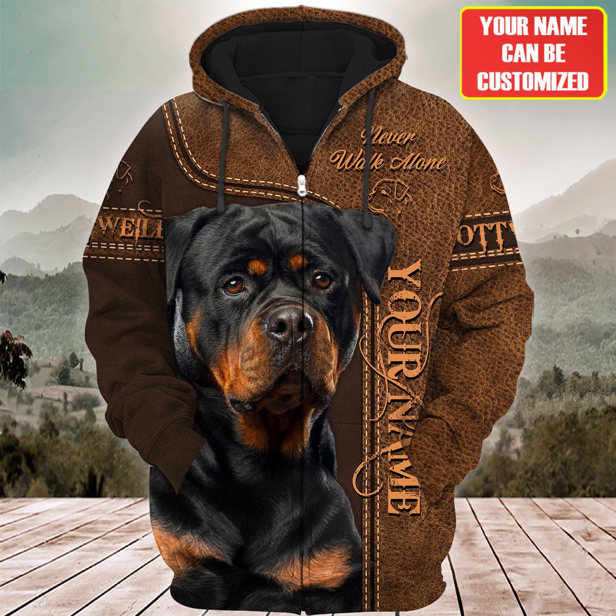 Personalized Name Rottweiler Never Walk Alone All Over Printed Unisex Shirt
