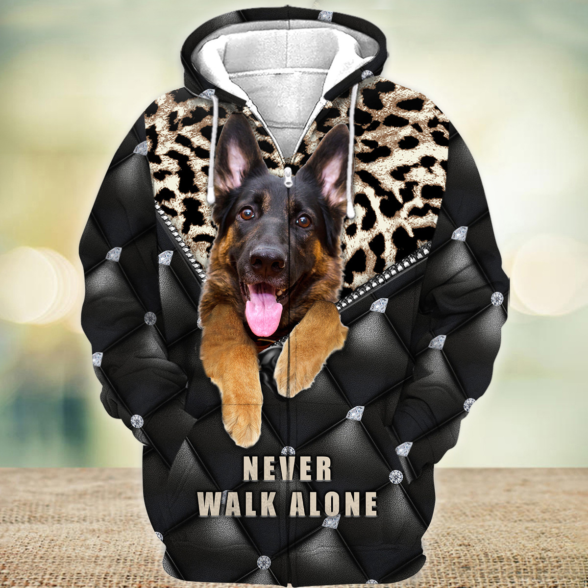 German Shepherd Never Walk Alone Leopard Pattern All Over Printed Unisex Shirt Q030104