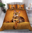 Bengal Cat Golden Royal Color All Over Printed Bedding Set