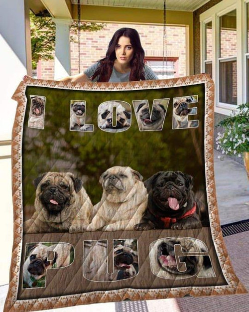 Pug - I Love Pugs - Quilt