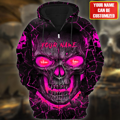 Personalized Name Pink Skull Lava All Over Printed Unisex Shirt Q150907