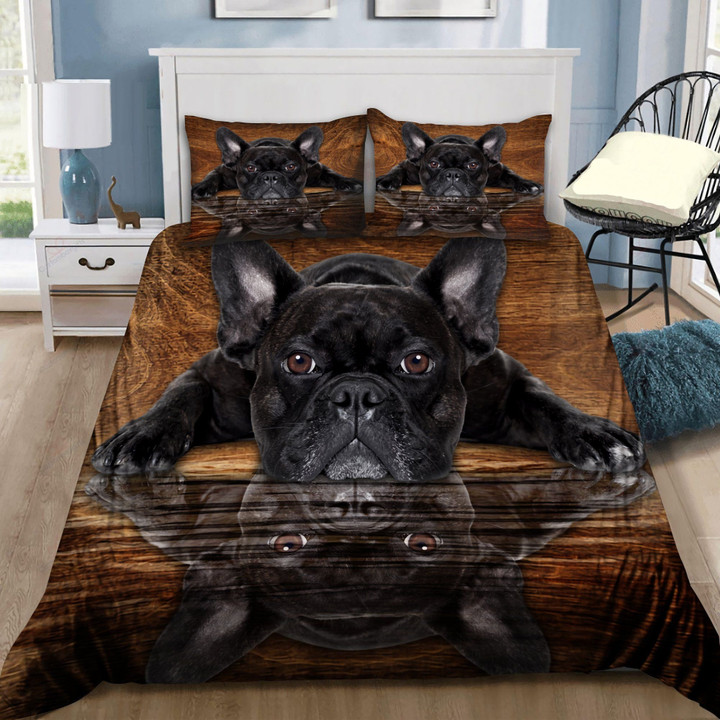 Black French Bulldog Mirror Bedding Set
