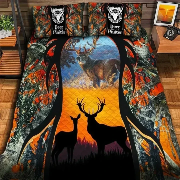 Premium Unique Deer Hunting Quilt Bedding Set