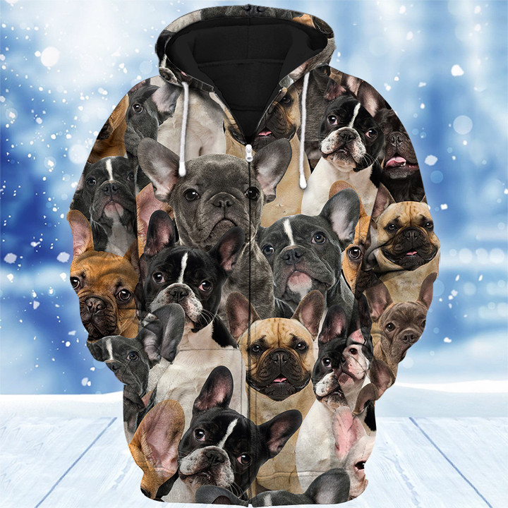 A Bunch Of French Bulldog All Over Printed Unisex Shirt - Zip Hoodie
