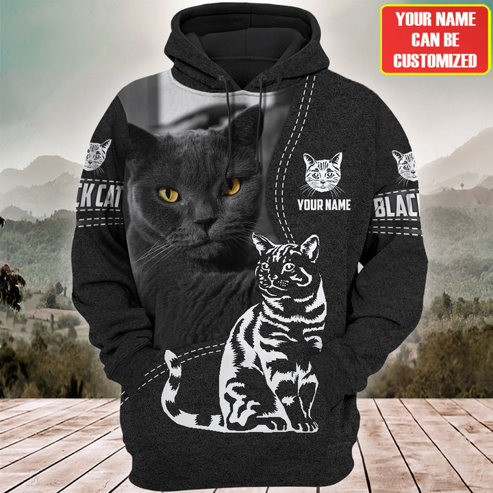 Personalized Name Black Cat Q6 All Over Printed Unisex Shirt
