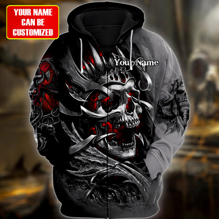 Personalized Name Red Skull Gothic All Over Printed Unisex Shirt Q150906