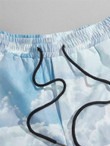 Men Cloud Print Drawstring Waist Pants