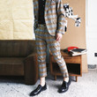 Gentleman Fashion Men Dress Pants British Designer Custom Made Lattice Nine Suit Trousers