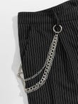 Men Pinstriped Slant Pocket Chain Detail Pants