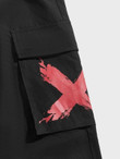 Men Brush Print Flap Pocket Side Drawstring Waist Cargo Pants