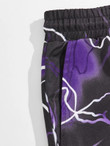 Men Lightning Print Patched Detail Flap Pocket Side Drawstring Pants