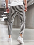 Men Striped Print Pocket Detail Pants