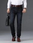 Men Solid Straight Leg Jeans Without Belt