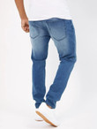 Men Bleach Wash Tapered Jeans
