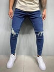 Men Ripped Slant Pockets Skinny Jeans