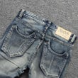 Fashion Designer Men Jeans Slim Fit Ripped Patch Design Classical Jeans