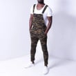 Men Denim Overalls Hip Hop Skinny Vintage Camo Streetwear Jean Bib Pants