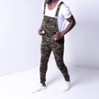 Men Denim Overalls Hip Hop Skinny Vintage Camo Streetwear Jean Bib Pants