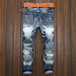 Men Jeans Stretch Destroyed Ripped Fashion Design Hip Hop Style