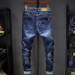Brand Designer Men Dark Color Soft Stretch Straight Slim Fit Jean