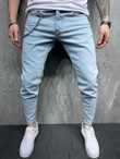 Men Solid Chain Detail Skinny Jeans