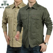 Men Cotton Military Long Sleeve Shirt