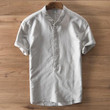 Men Fashion Short Sleeve Button Cotton Linen Comfortable Shirt